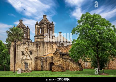 San Antonio, Texas, USA bei Mission Concepcion am Nachmittag. Stockfoto