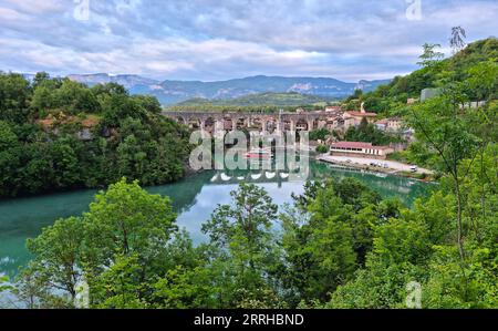 Blick auf Saint Nazaire en Royans, Frankreich Stockfoto