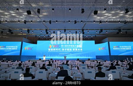 220625 -- TIANJIN, 25. Juni 2022 -- Foto aufgenommen am 24. Juni 2022 zeigt die Online-Eröffnungszeremonie des 6. World Intelligence Congress und Summit on Innovation and Development im nordchinesischen Tianjin. CHINA-TIANJIN-WORLD INTELLIGENCE CONGRESS CN ZHAOXZISHUO PUBLICATIONXNOTXINXCHN Stockfoto