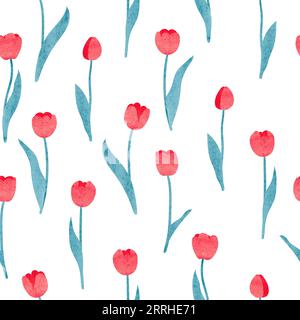 Nahtloses Blumenmuster in Aquarellfarben. Tulpenvektorillustration. Stock Vektor