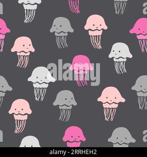 Nahtloses Muster mit süßen Quallen. Babydruck. Stock Vektor