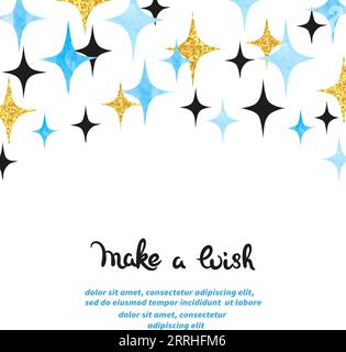 Abstrakter Vektorfesthintergrund mit blauem Aquarellstern. Stock Vektor