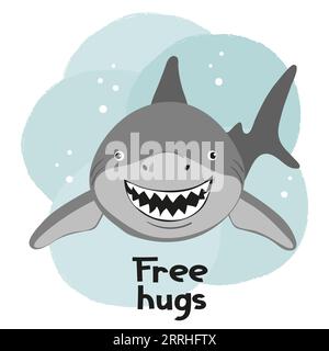 Karikatur lächelnde Haivektorillustration für Kinder. Stock Vektor