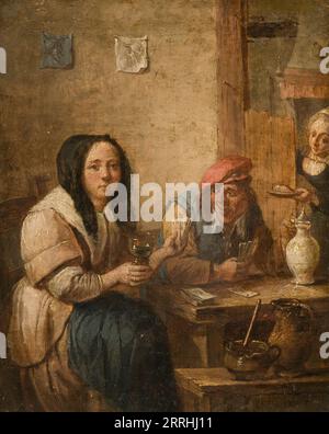 Das Kartenspiel, 17. Jahrhundert. Stockfoto