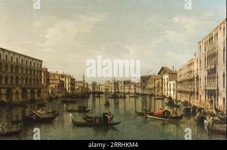 Blick auf den Canal Grande mit Palazzi Foscari und Moro Lin, Mitte des späten 18. Jahrhunderts. Stockfoto