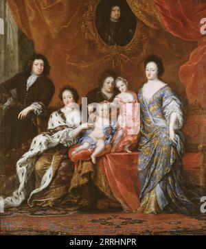 Karl XI., 1655–1697, König von Schweden mit Familie, zwischen 1686 und 1687. Stockfoto