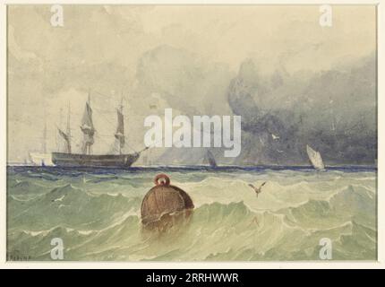 Drei Meister vor Anker, raues Wetter kommt herein, 1830-1880. Stockfoto