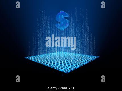 Datentechnologie Währungssymbol Technologie Finanzdollar-Zeichen Stockfoto