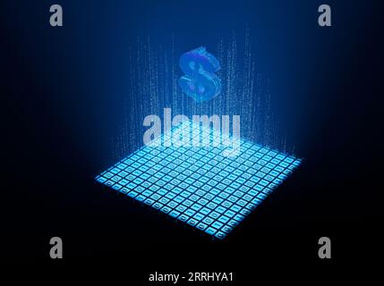Datentechnologie Währungssymbol Technologie Finanzdollar-Zeichen Stockfoto