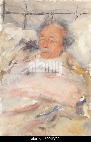 Porträt von Alphons Marie Antoine Joseph Grandmont, im Bett, 1865-1913. Stockfoto