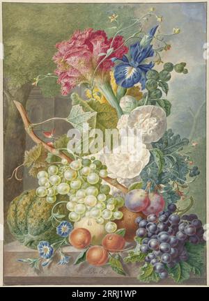 Stillleben mit Blumen und Früchten, c.1775-c.1800. Stockfoto