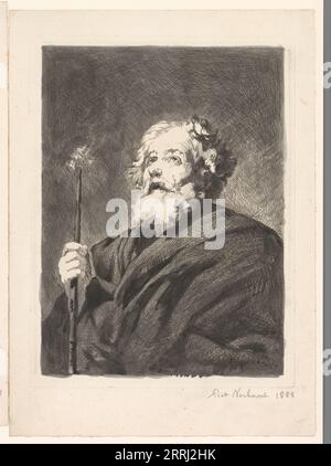 St. Joseph mit Stab, 1888. Joseph wurde angeblich als Marias Ehefrau gewählt, weil sein Personal wie eine Lilie aufblühte. Stockfoto