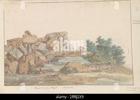 Überreste des Zeus-Olymp-Tempels in Agrigento, 1778. Das Album „Voyage to Italy, Sicily and Malta“ wurde veröffentlicht. Stockfoto