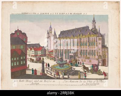 Blick auf das Rathaus und die Börse in Aachen, 1755-1779. Stockfoto