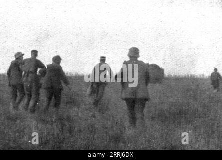 'Notre Artillerie d'Assaut; La Replique de Foch: Au Sud-ouest de Soissons; Prisoners et Blesses allemands Captures par un char d'assaut, diriges sur nos lignes', 1918. Aus L’Album de la Guerre 1914-1919, Band 2 [L’Illustration, Paris, 1924]. Stockfoto