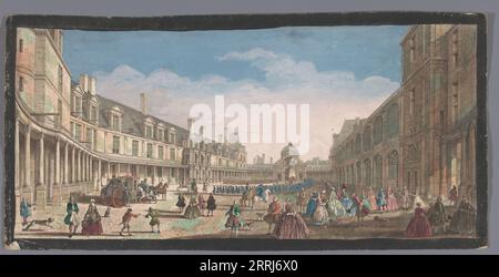 Blick auf die Cour Ovale des Palais de Fontainebleau, 1700-1799. Stockfoto