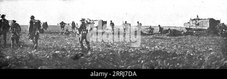 'De la Picardie au Chemin des Dames; L'attaque franco-americaine du sailant de Cantigny: l'infanterie americaine s'elance de ses lignes, soutenue par les chars d'assaut francais', 1918. Aus L’Album de la Guerre 1914-1919, Band 2 [L’Illustration, Paris, 1924]. Stockfoto