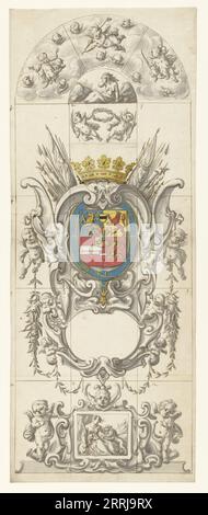 Entwurf für Glasfenster 8, gestiftet von Prinz Willem Hendrik im Alter von 17 Jahren, 1665–1667. Stockfoto