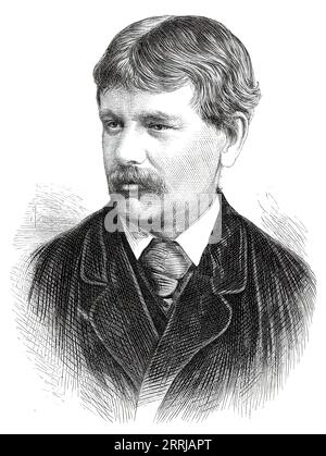 New Associates of the Royal Academy: Mr. G. A. Storey, A.R.A., 1876. Gravur von Fotografien von Fradelle und Marshall aus der Regent-Straße. "... Herr Storys frühes Leben war das, was fast allen Künstlern gemeinsam war - die natürliche Biegung, die früh gezeigt wurde, Ausdauer trotz Kälte oder aktiverer Opposition und ultimativer Triumph. Im Alter von neun Jahren modellierte er im Atelier des verstorbenen Herrn Behnes; etwa dreizehn erhielt er in der Schule eine Silberpalette für das beste Ölbild; vierzehn machte er Kopien im Louvre; sechzehn trat er in ein Londoner Architekturbüro ein, von dem er bald wechselte Stockfoto