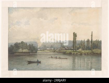 Blick auf Port-Marly auf der seine, mit der Wäscherei, 1880. Stockfoto