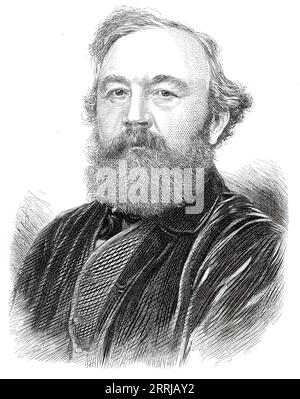 New Associates of the Royal Academy: Mr. Eyre Crowe, A.R.A., 1876. Gravur eines Fotos von Mr. George Crowe. Dieser vielseitige Maler von Figurenmotiven wurde 1821 in London geboren und ist ein Sohn von Eyre Evans Crowe, dem bekannten Autor. Er war Schüler der Königlichen Akademie und später der Ecole des Beaux Arts in Paris. Er trat auch in das Atelier von Paul Delaroche in Paris ein und folgte mit vielen anderen Schülern dem Meister 1844 nach Rom. 1852 begleitete Mr. Crowe als Amanuensis den verstorbenen W. M. Thackeray bei seinem ersten Besuch in den Vereinigten Staaten. Herr Crowe hielt auch für so Stockfoto