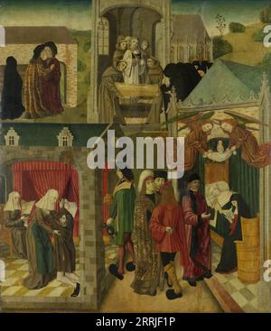 Elisabeth von Ungarn pflegte die Kranken in Marburg, Tod der hl. Elisabeth, innerer rechter Flügel eines Altars für die Grote Kerk in Dordrecht, ca. 1490-ca. 1495. Stockfoto