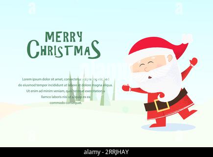 Banner-Design für Weihnachten und Neujahr. Der Weihnachtsmann tanzt Stock Vektor