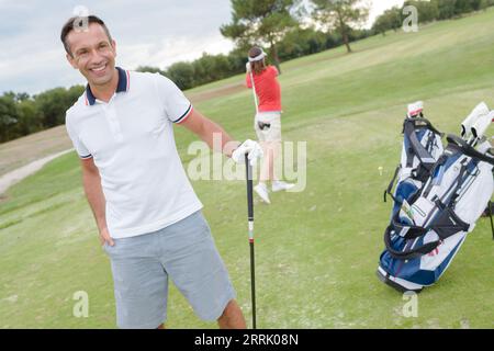 Porträt eines männlichen Golfspielers Stockfoto