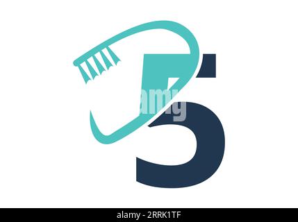 Anfangsbuchstabe 5 Dental-Logo Kombiniert Mit Zahnbürstensymbol. Dentalpflege-Logo entwirft Vektorvorlage Stock Vektor