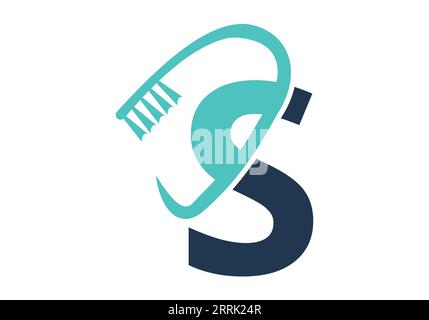 Anfangsbuchstabe S Dental Logo kombiniert mit Zahnbürstensymbol. Dentalpflege-Logo entwirft Vektorvorlage Stock Vektor