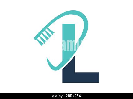 Anfangsbuchstabe L Dental Logo kombiniert mit Zahnbürstensymbol. Dentalpflege-Logo entwirft Vektorvorlage Stock Vektor