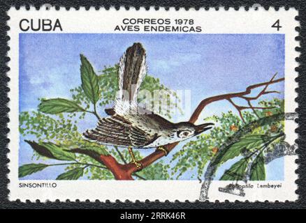 Eine in KUBA gedruckte Briefmarke zeigt den Vogel Kubanischer Gnatcatcher (Polioptila Lembeyei) aus der Serie Cuban Birds, um 1978 Stockfoto