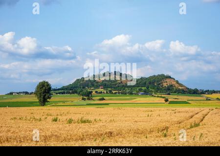 Amöneburg, Hessen, Deutschland - Amöneburg ist eine kleine Stadt im mittelhessischen Stadtteil Marburg-Biedenkopf. Sie liegt auf dem 365 m hohen Amöneburg mit der Burg Amöneburg an der Spitze. Stockfoto