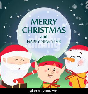Flyer-Design zu Weihnachten und Neujahr. Glücklicher Weihnachtsmann Stock Vektor