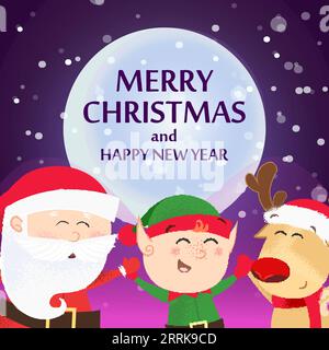Frohe Weihnachten Flyer Design. Fröhlicher Weihnachtsmann tanzen Stock Vektor