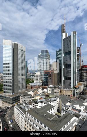 Frankfurt am Main, Hessen, Deutschland, Blick auf die Skyline von Frankfurt Stockfoto