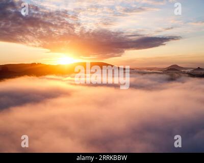 Ballonfahrt über die Elbe zwischen Bad Schandau und Pirna, Stockfoto