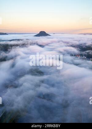 Ballonfahrt über die Elbe zwischen Bad Schandau und Pirna, Stockfoto