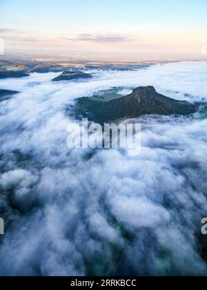 Ballonfahrt über die Elbe zwischen Bad Schandau und Pirna, Stockfoto