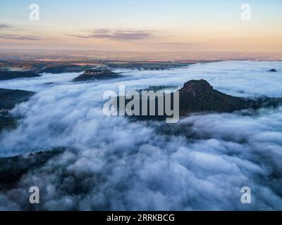 Ballonfahrt über die Elbe zwischen Bad Schandau und Pirna, Stockfoto