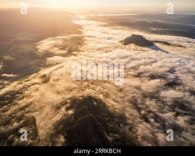 Ballonfahrt über die Elbe zwischen Bad Schandau und Pirna, Stockfoto