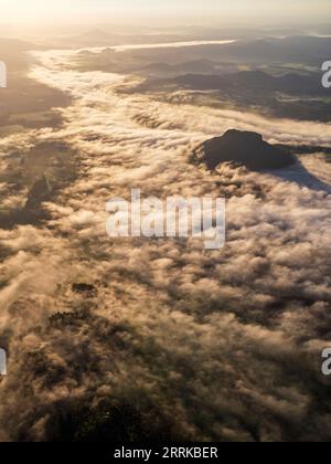 Ballonfahrt über die Elbe zwischen Bad Schandau und Pirna, Stockfoto