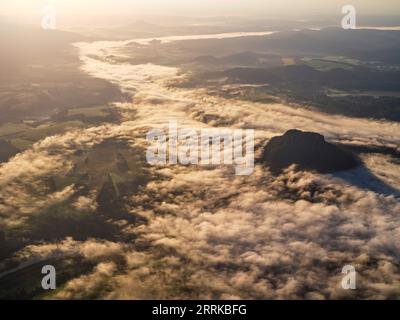 Ballonfahrt über die Elbe zwischen Bad Schandau und Pirna, Stockfoto