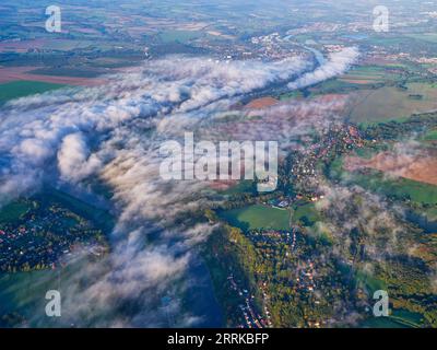 Ballonfahrt über die Elbe zwischen Bad Schandau und Pirna, Stockfoto