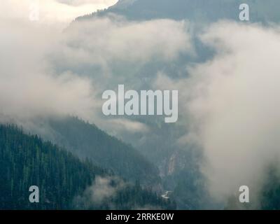 Lechleiten-Tal von Lechleiten aus gesehen. Stockfoto