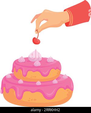 Symbol für Kuchenmotiv. Süßes Gebäck, isoliert auf weißem Hintergrund Stock Vektor