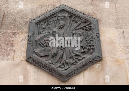 England, Dorset, Dorchester, Shire Hall Museum, Gedenkplakette zur Verurteilung der Tolpuddle-Märtyrer Stockfoto