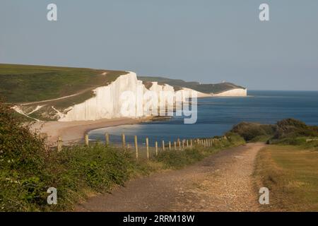 England, Sussex, East Sussex, Eastbourne, Blick auf die Seven Sisters Cliffs und Küste von Seaford Head Stockfoto