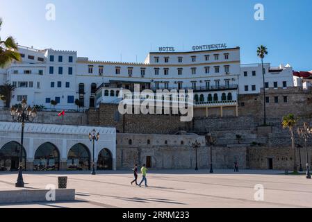 Legendäres Hotel Continental in Tanger, wo viele Berühmtheiten während der besten Zeiten der Stadt, Marokko, wohnten Stockfoto