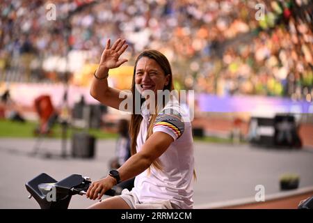 Brüssel, Belgien. September 2023. Boxer Oshin Derieuw auf dem Bild bei der Ausgabe des Memorial Van Damme Diamond League Meeting Athletics 2023 in Brüssel, Freitag, 08. September 2023. BELGA PHOTO LAURIE DIEFFEMBACQ Credit: Belga News Agency/Alamy Live News Stockfoto